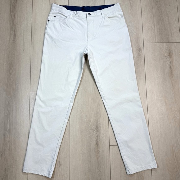 Adidas Golf Go-To 5-Pocket Pants Men's Sz 34x32 Tapered Fit Beige Tan Performanc - Picture 1 of 9